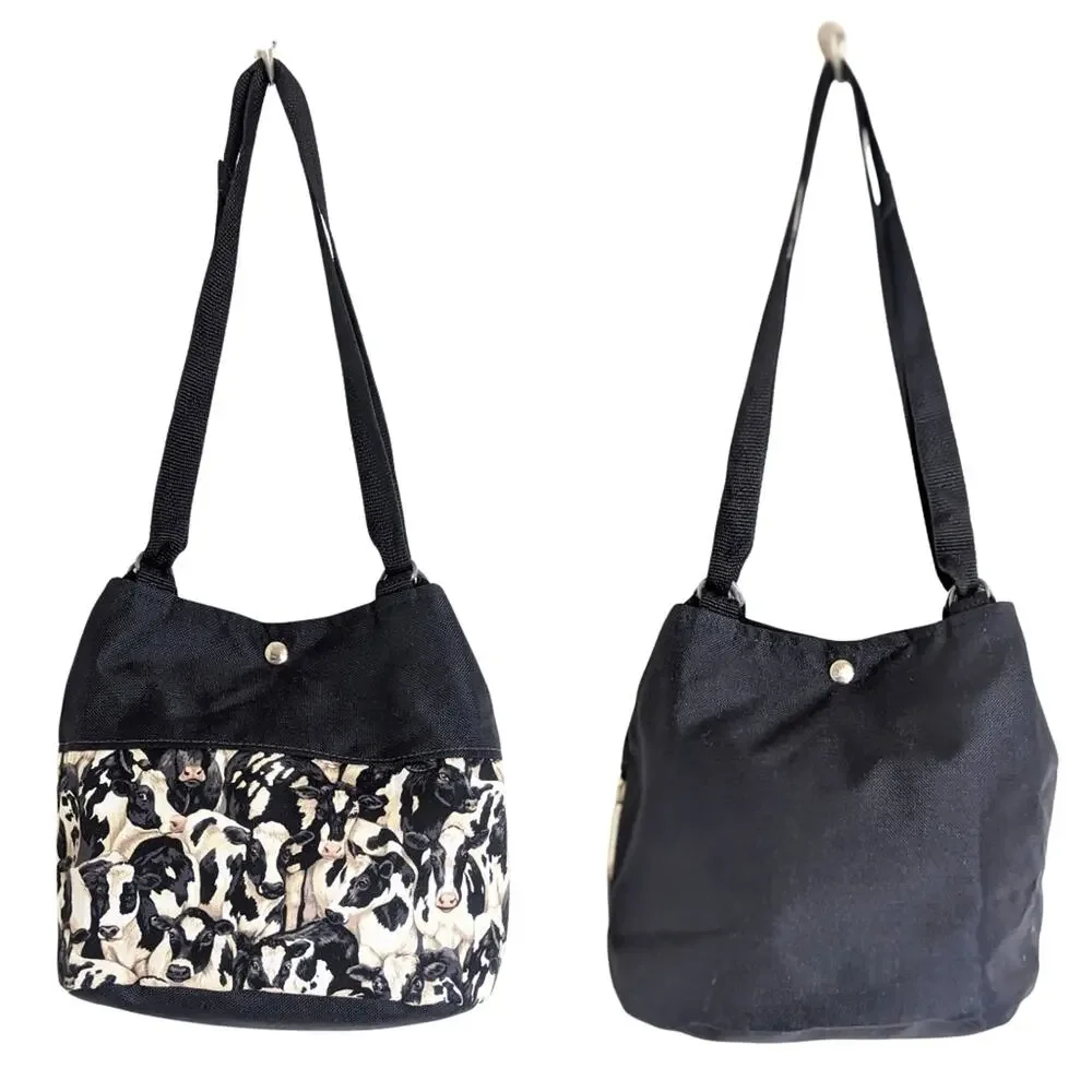 Cows! Handmade Canvas Jersey Cow Novelty Tote Bag Shoulder Bag Medium